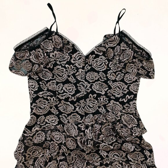 White House Black Market Three Steps Spaghetti Strap Floral Print Ruffle Dress 6 - Picture 9 of 15
